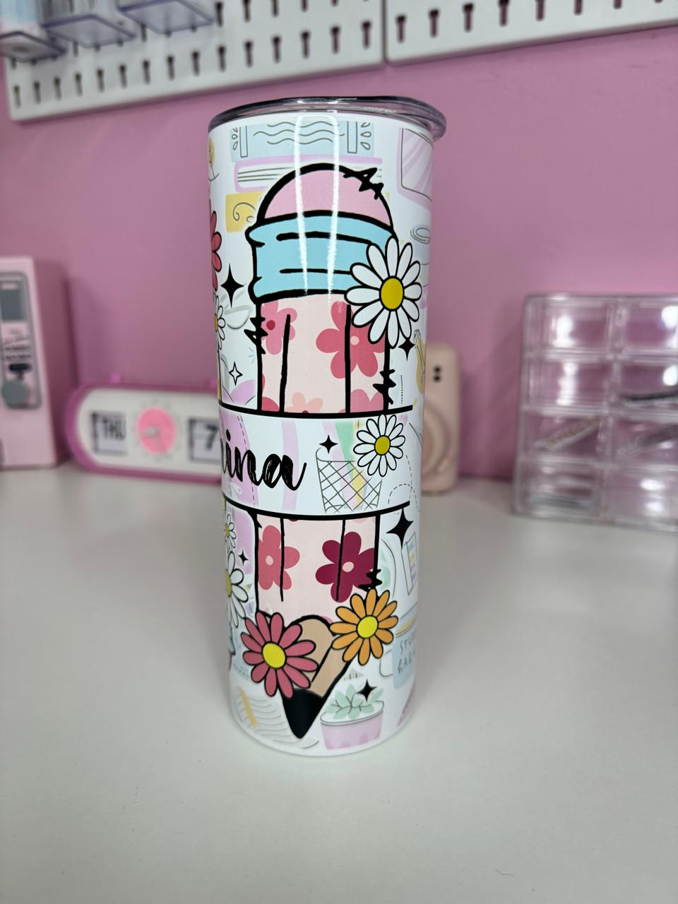 Floral Classroom Fun Stainless Steel Thermal Tumbler