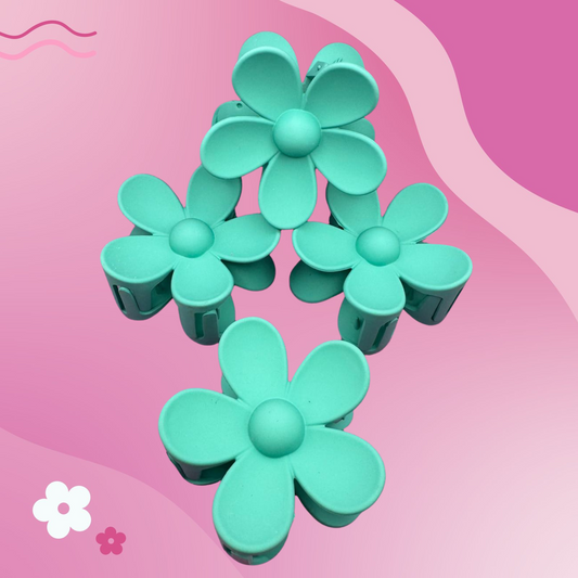 Turquoise Flower Hair Claw Clip