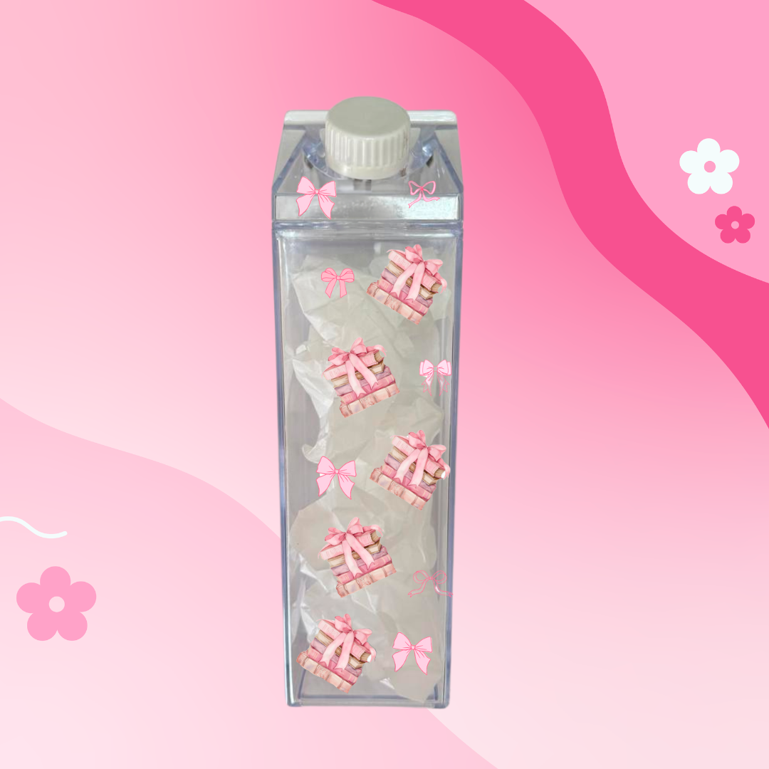 Pretty in Pink Milk Carton Water Bottle