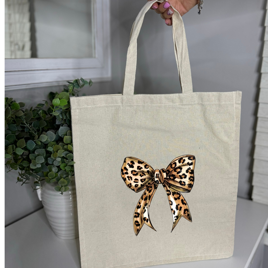 Leopard Skin Bow Tote Bag