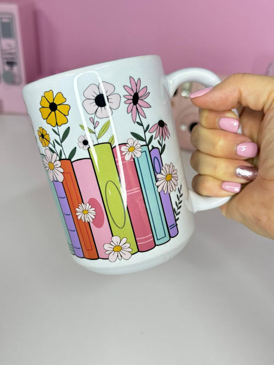 Floral Bookshelf Mug