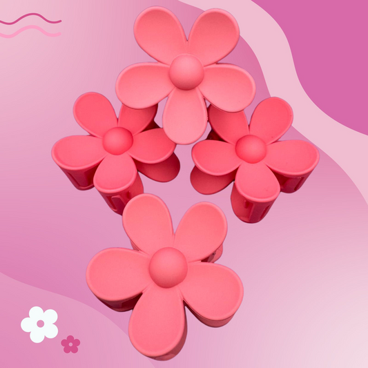 Pink Flower Hair Claw Clip