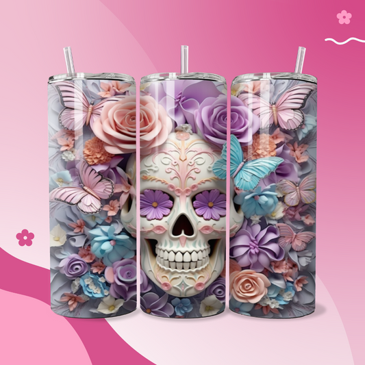 Floral Skull Fantasy Stainless Steel Thermal Tumbler