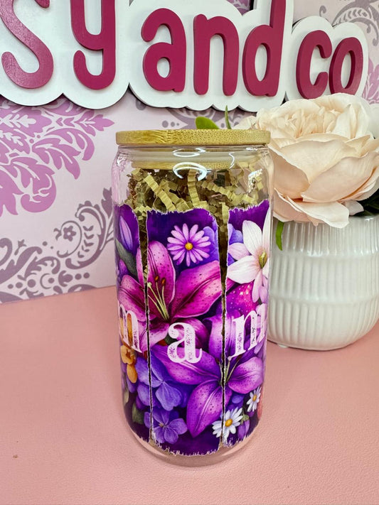 Mama in Bloom Iced Coffee Glass Cup